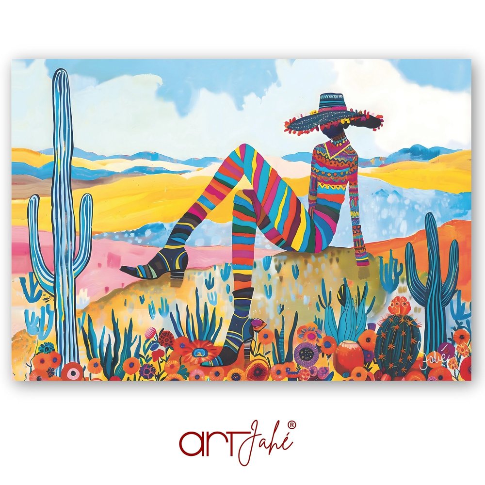 artjahé flowerpower: woman sitting in a flower meadow