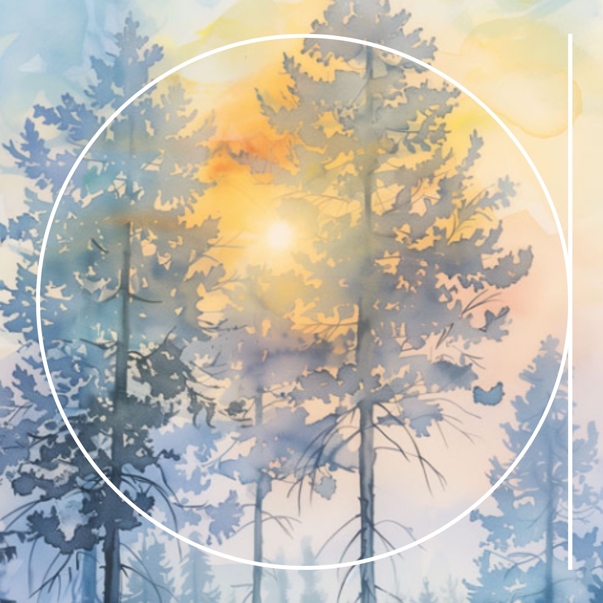 artjahe: Aquarellgemälde mit Waldlandschaft